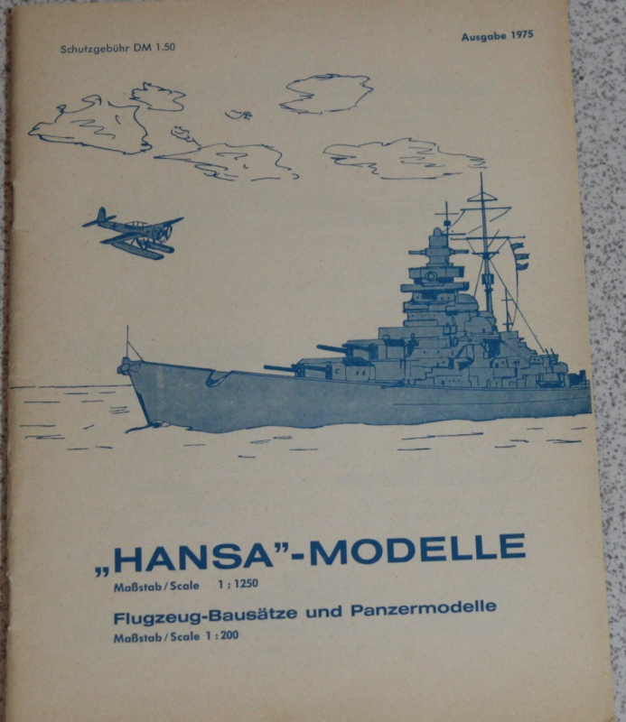 1975 Catalogue (1 p.)  Hansa Schowanek Shipmodels 1:1250